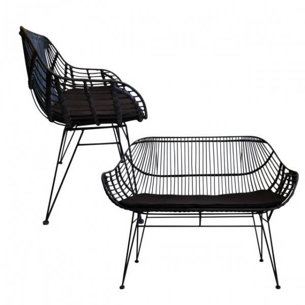 sabah rattan double chair <br> (사바 라탄 더블 체어 - 블랙)